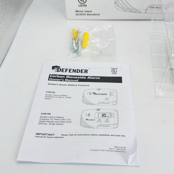 New Defender CA6150 LCD Display Battery Powered Carbon Monoxide Detector Alarm - Picture 9 of 10